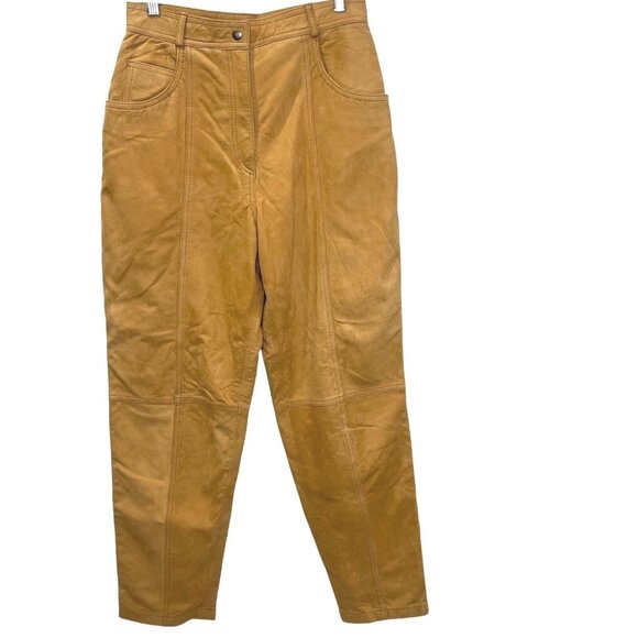 Vtg Leather Pants Women 12 (S) High Waist Western 80s Retro Country Rodeo 90s - Picture 2 of 16